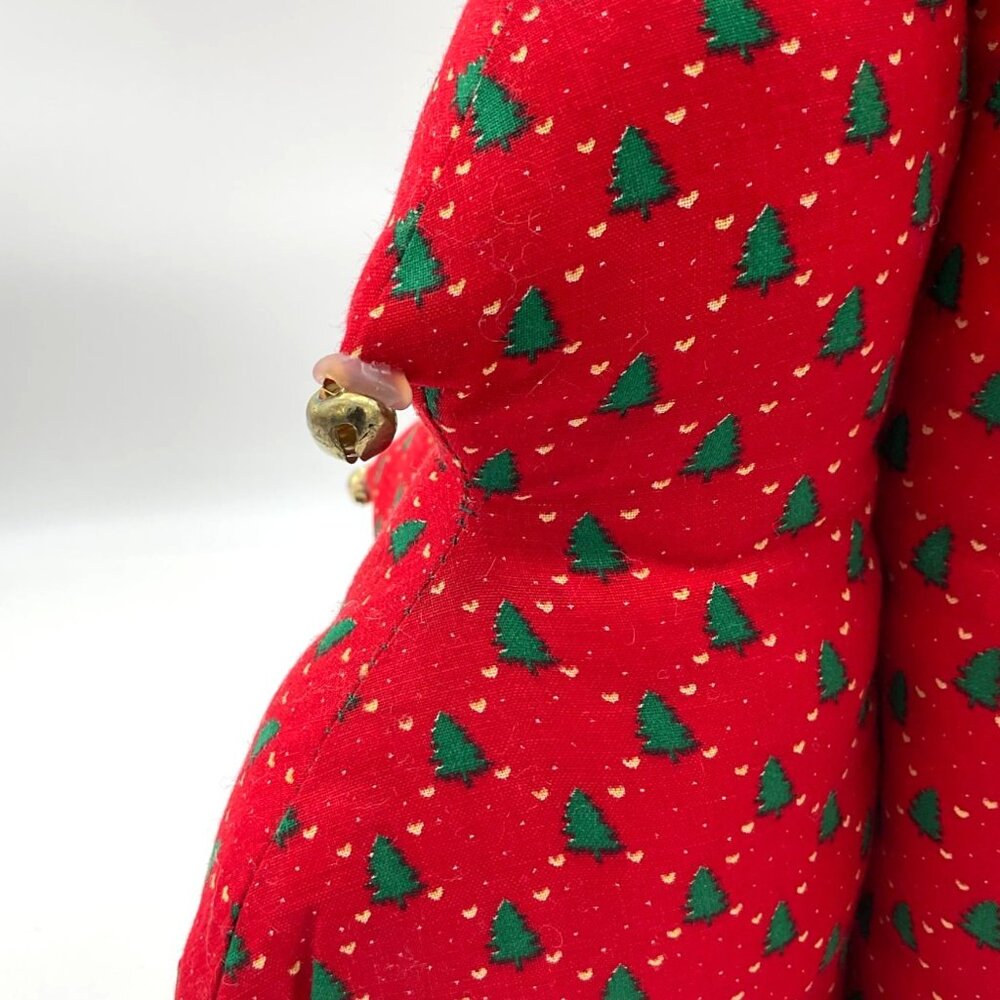 LG 3D Stuffed Holiday Christmas Fabric VTG Tree Centerpiece Jingle Bells Decor - Picture 4 of 4